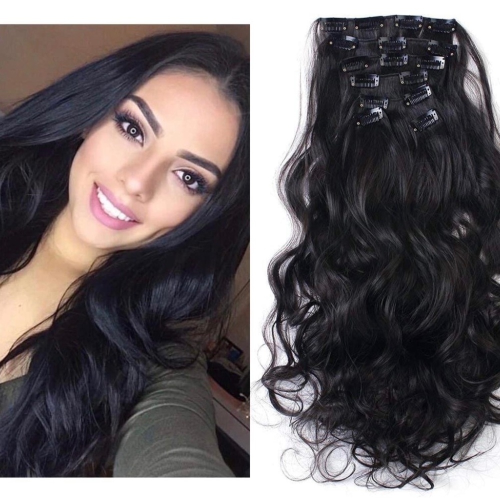 20 inch 16 clips hair extension clip in